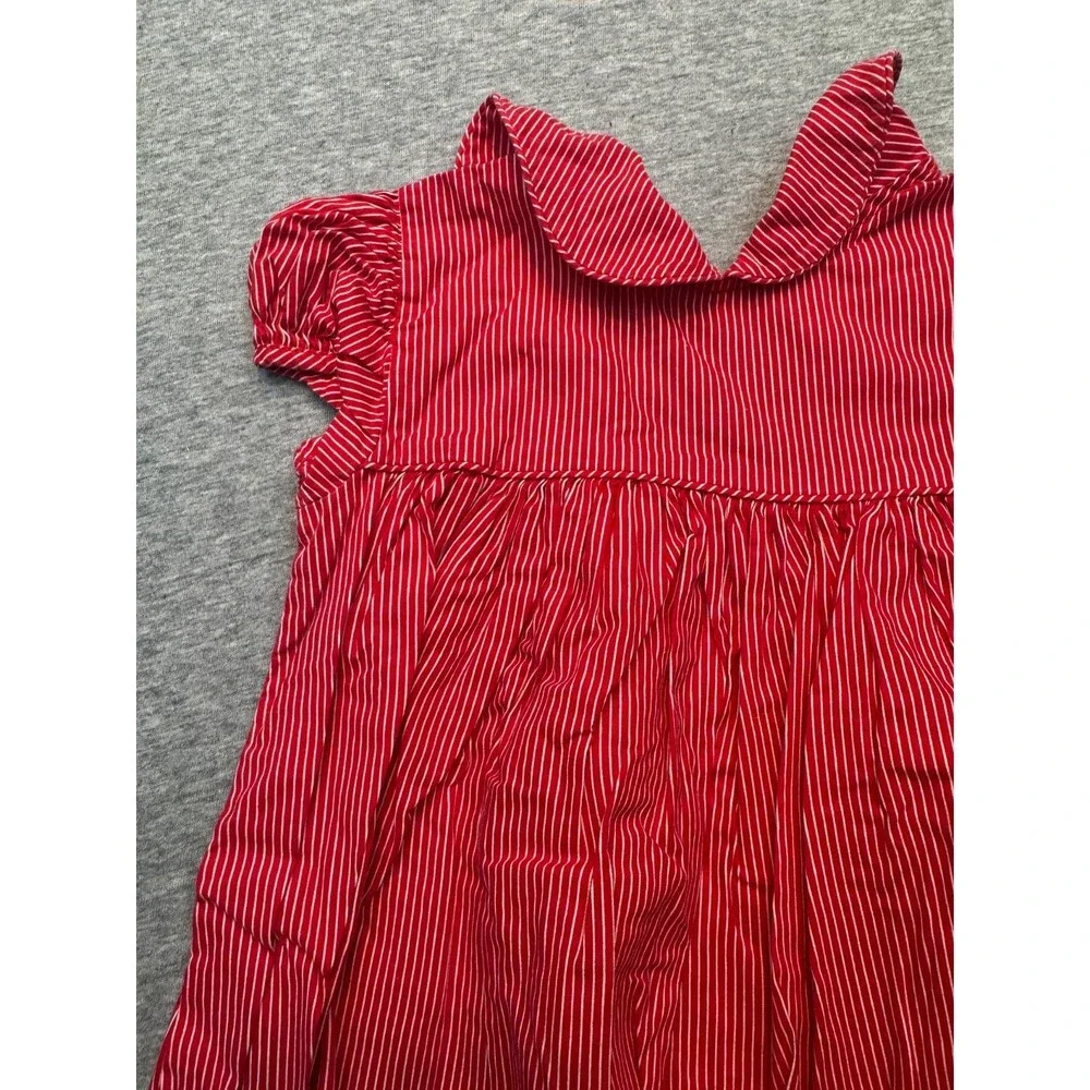 Vintage 80s Clicastro & Co Red Pinstripe Baby Dress Bloomers Set 12-18M USA
